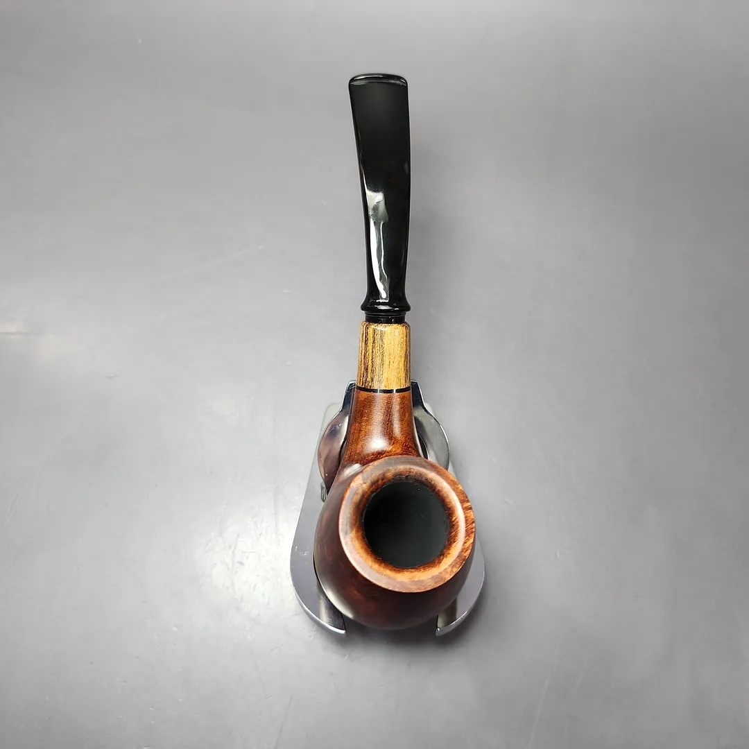 MBSD Briars by Piero Vitale Sienna Contrast Smooth Brandy w/ Zebrawood Briar Pipe, New - Image 7