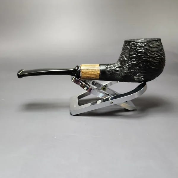 MBSD Briars by Piero Vitale Black Rusticated Author w/ Olivewood Briar Pipe, New - Image 7
