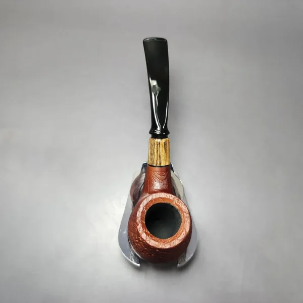 MBSD Briars by Piero Vitale Red Sandblasted Brandy w/ Zebrawood Briar Pipe, New - Image 7