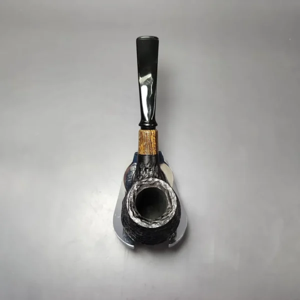 MBSD Briars by Piero Vitale Rusticated Brandy w/ Zebrawood Briar Pipe, New - Image 7