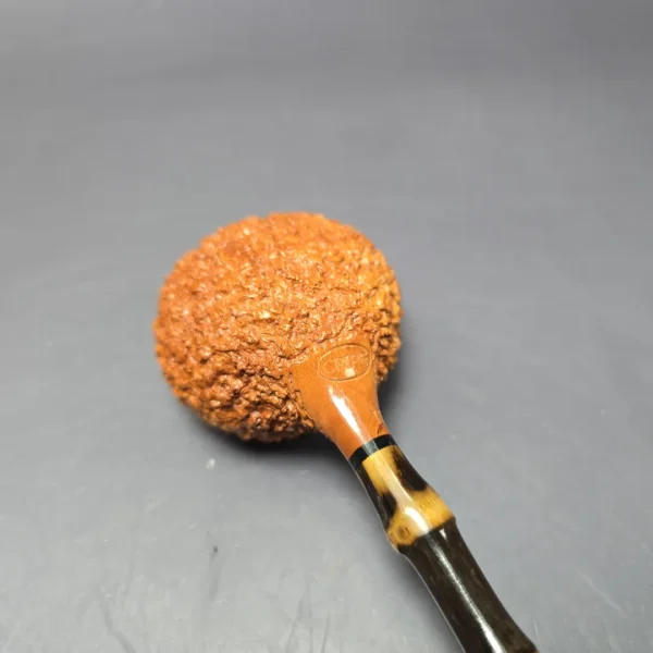 C-Pipe Partially Rusticated Prince w/ Bamboo Handmade Briar Pipe, New - Image 7