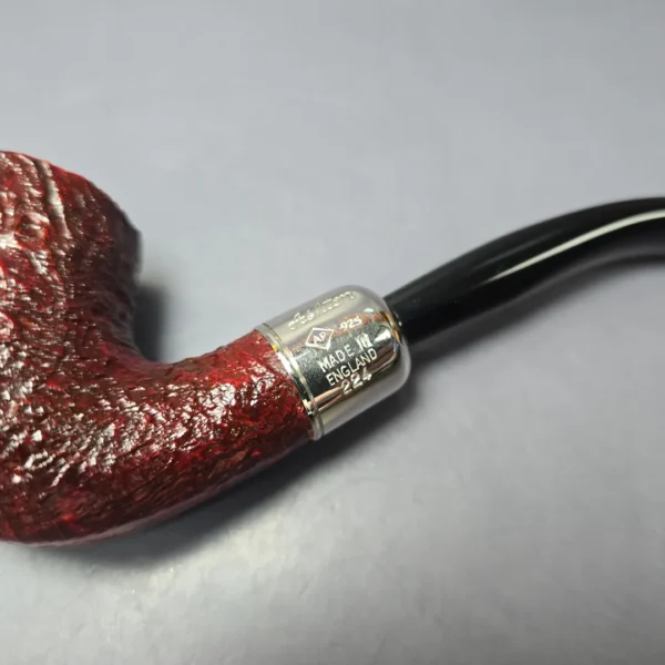 Ashton Pebble Grain XX Sandblasted Bent Billiard w/ Silver Estate Briar Pipe, Unsmoked - Image 7