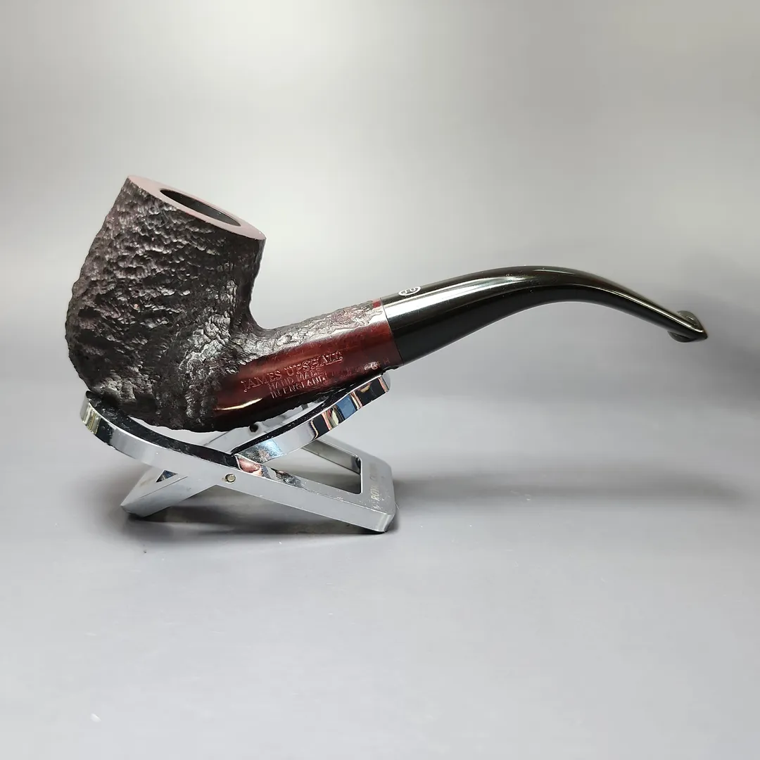 James Upshall Bark Group 6 Partially Rusticated Bent Billiard Estate Briar Pipe, Unsmoked - Image 8