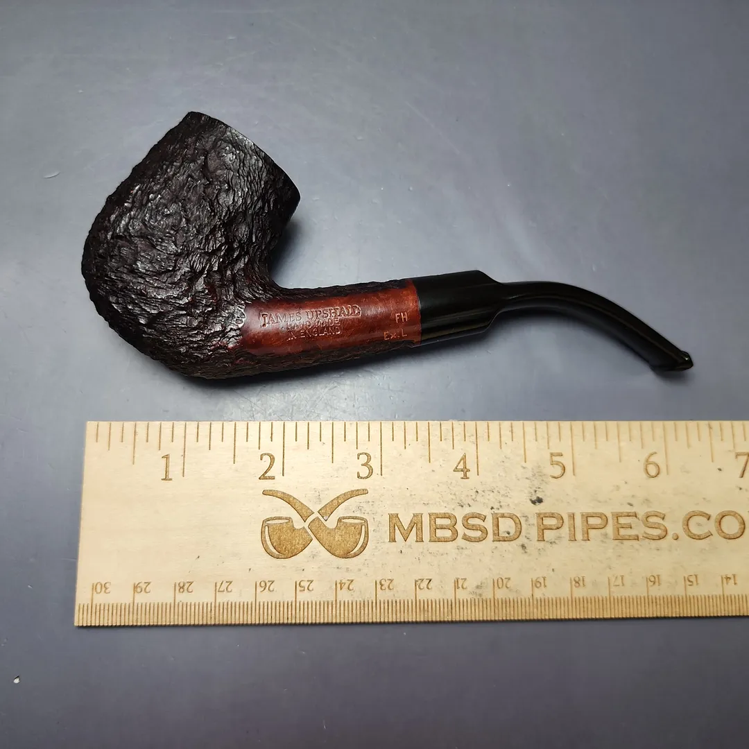 James Upshall Bark EXL Partially Rusticated Bent Billiard Estate Briar Pipe, Unsmoked - Image 8