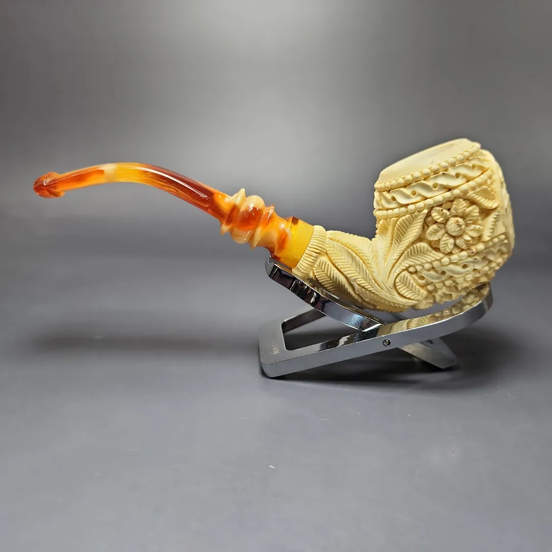 Salim Şener Dragon Carved Apple Estate Block Meerschaum Pipe, Unsmoke - Image 8