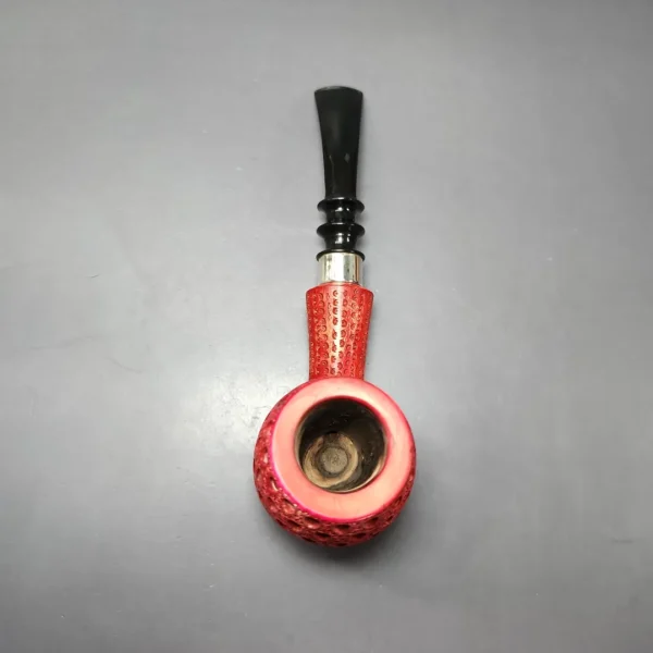 Lattice Carved XL Poker w/ Silver Estate Block Meerschaum Pipe, Turkish Estates - Image 8