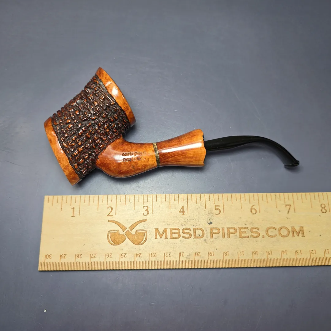 Mario Grandi XL Partially Rusticated Cherrywood Estate Briar Pipe, Italian Estates - Image 8