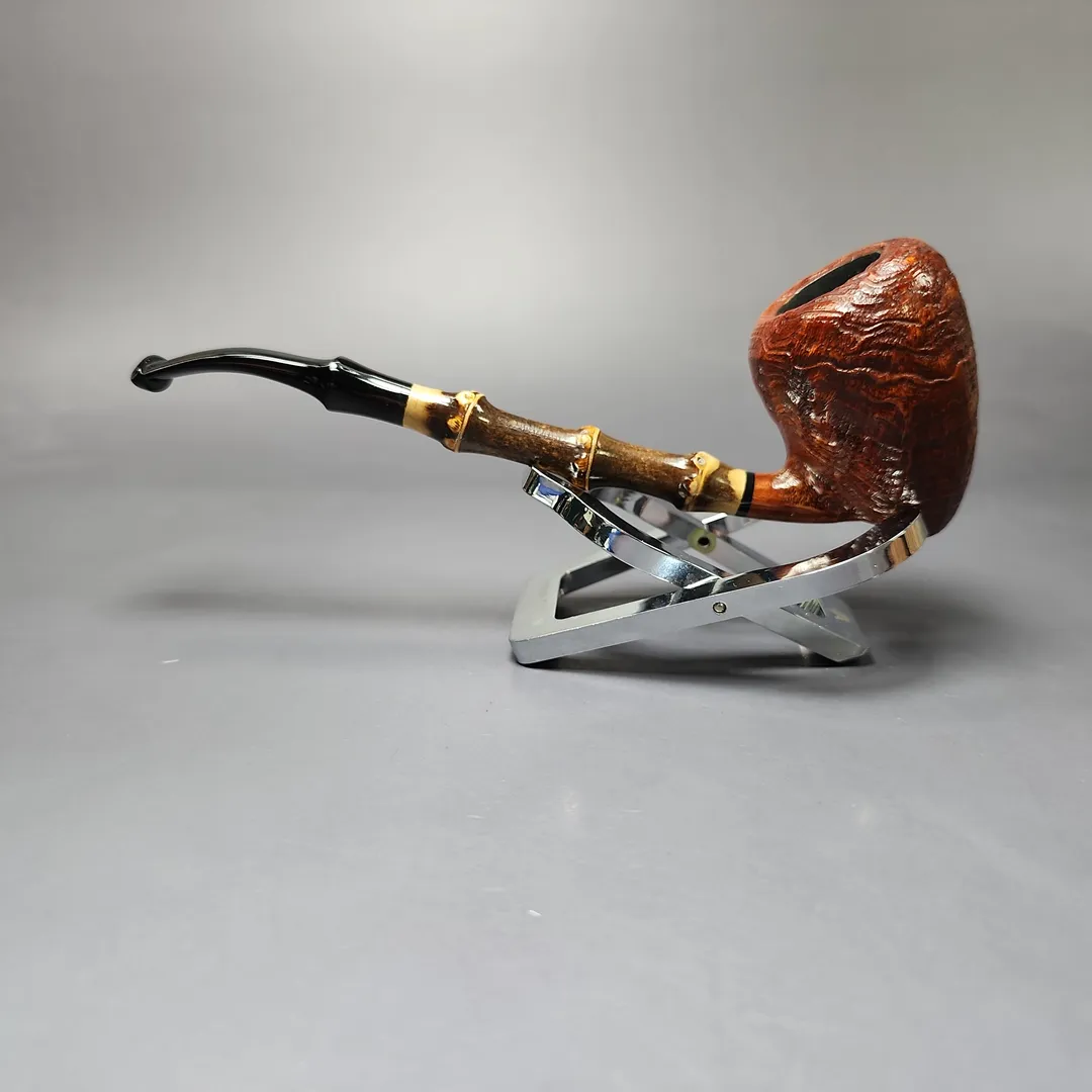 MBSD Briars Modern Masters 1 Sandblasted Peewit w/ Bamboo Briar Pipe, New - Image 8
