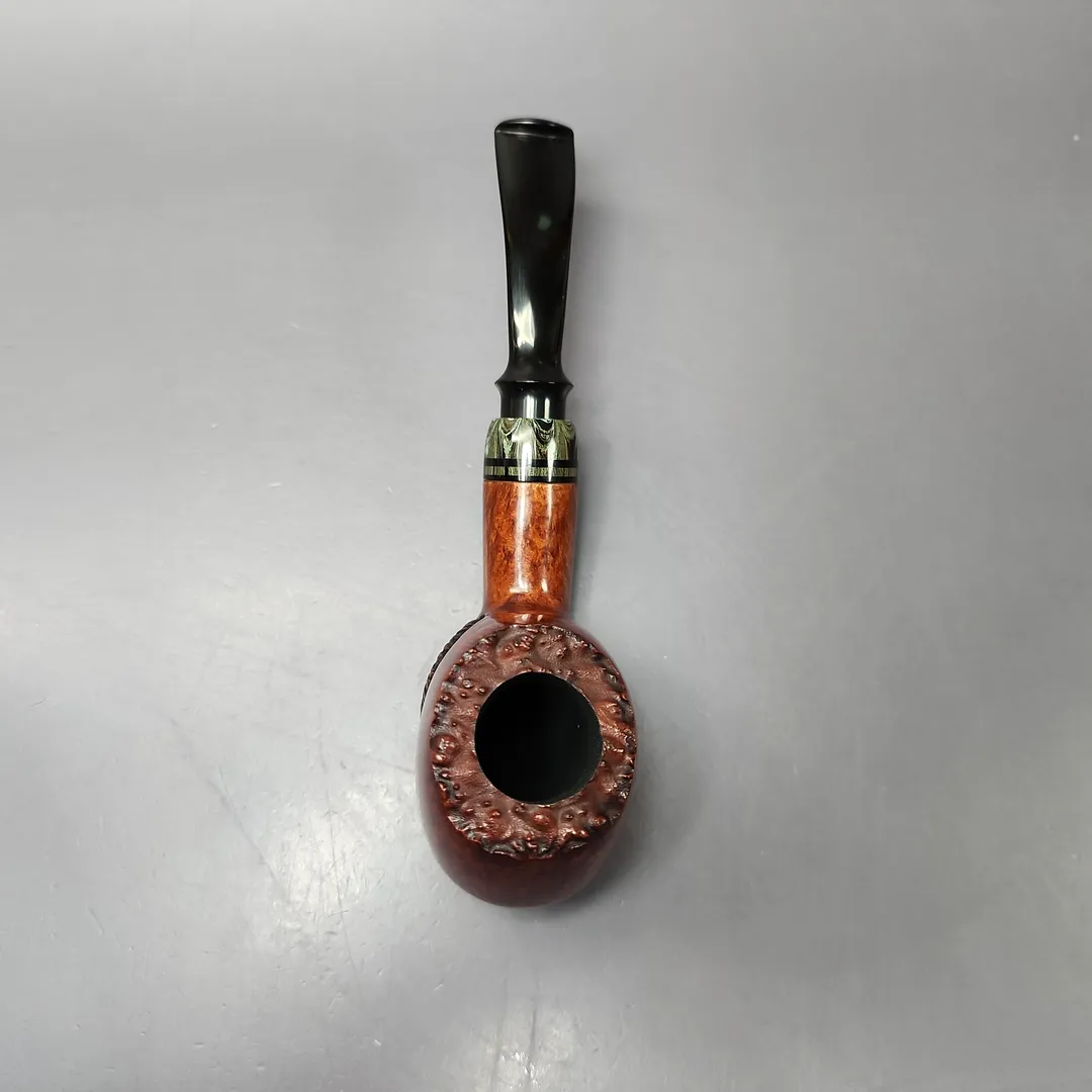 Moonlight Pipes "Fossil" Smooth Volcano w/ Ebonite Handmade Briar Pipe, New - Image 8