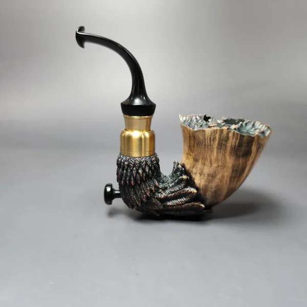 Moonlight Pipes "Briar Raven" Oom Paul Handmade Briar Pipe, New - Image 8