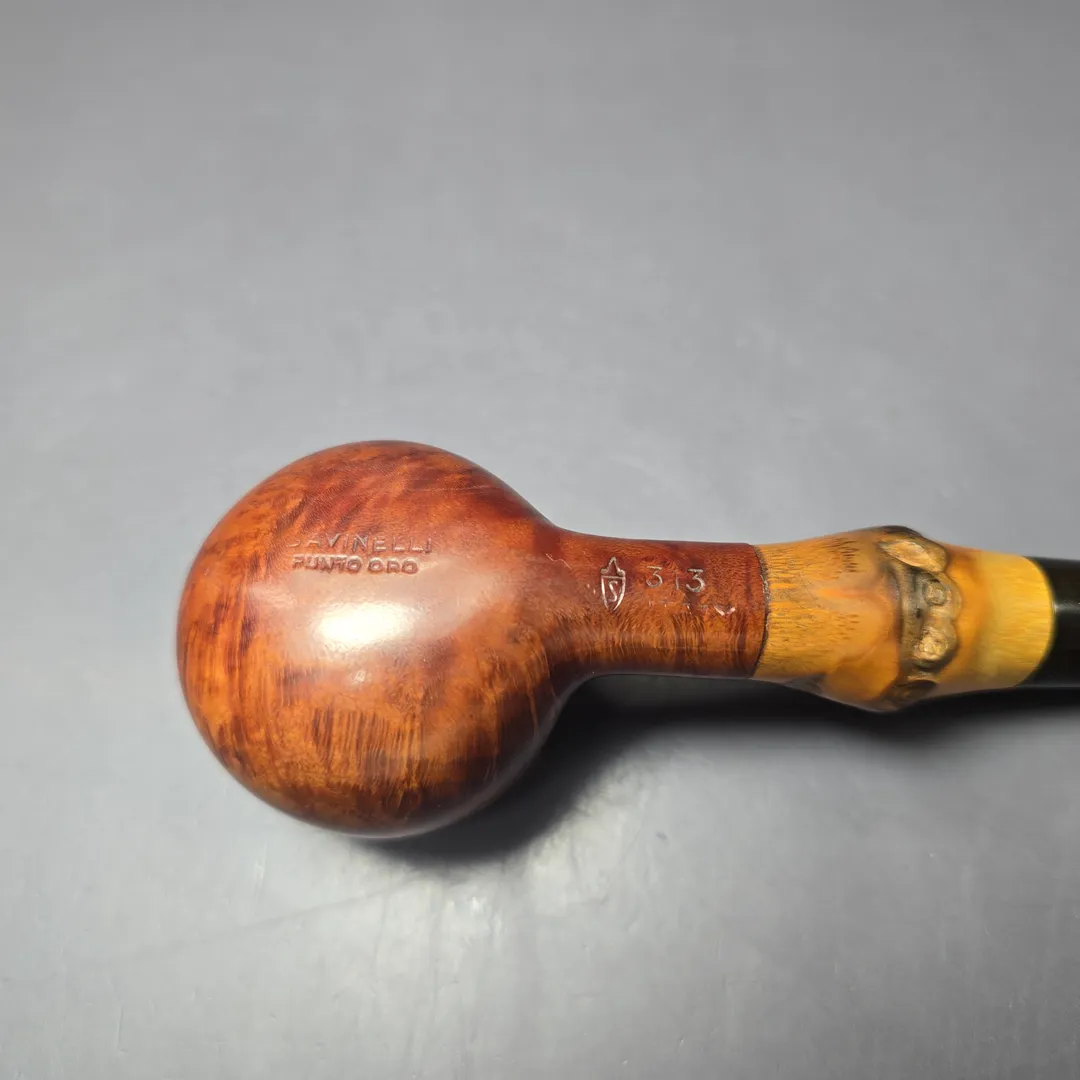 Savinelli Punto Oro 313 Smooth Prince w/ Bamboo Estate Briar Pipe, Italian Estates - Image 8