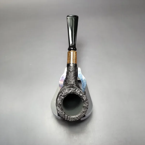 MBSD Briars by Piero Vitale Vintage Sandblasted Billiard w/Zebrawood Briar Pipe, New - Image 8