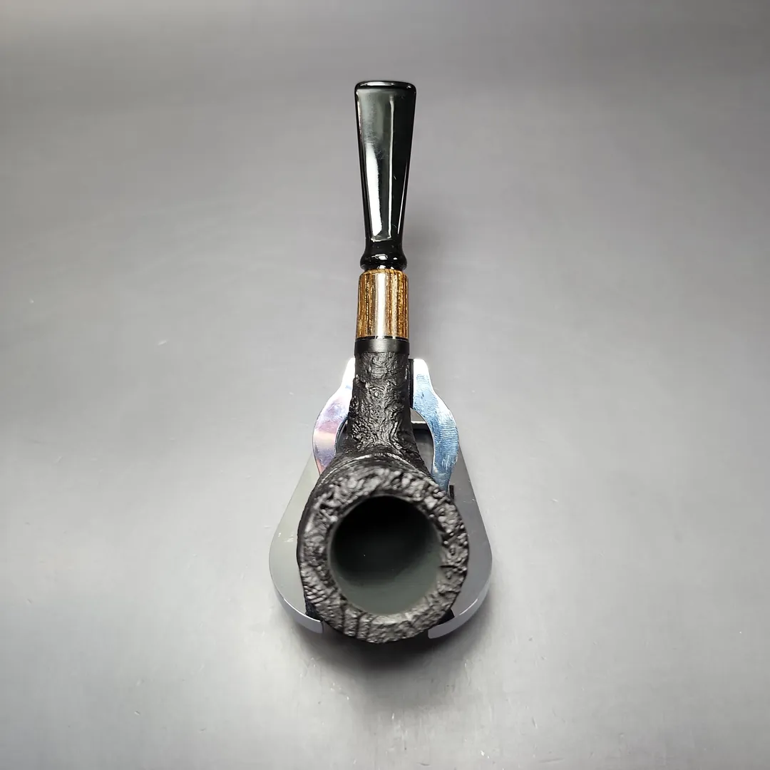 MBSD Briars by Piero Vitale Vintage Sandblasted Billiard w/Zebrawood Briar Pipe, New - Image 8