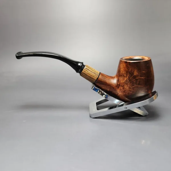 MBSD Briars by Piero Vitale Sienna Contrast Smooth Brandy w/ Zebrawood Briar Pipe, New - Image 8