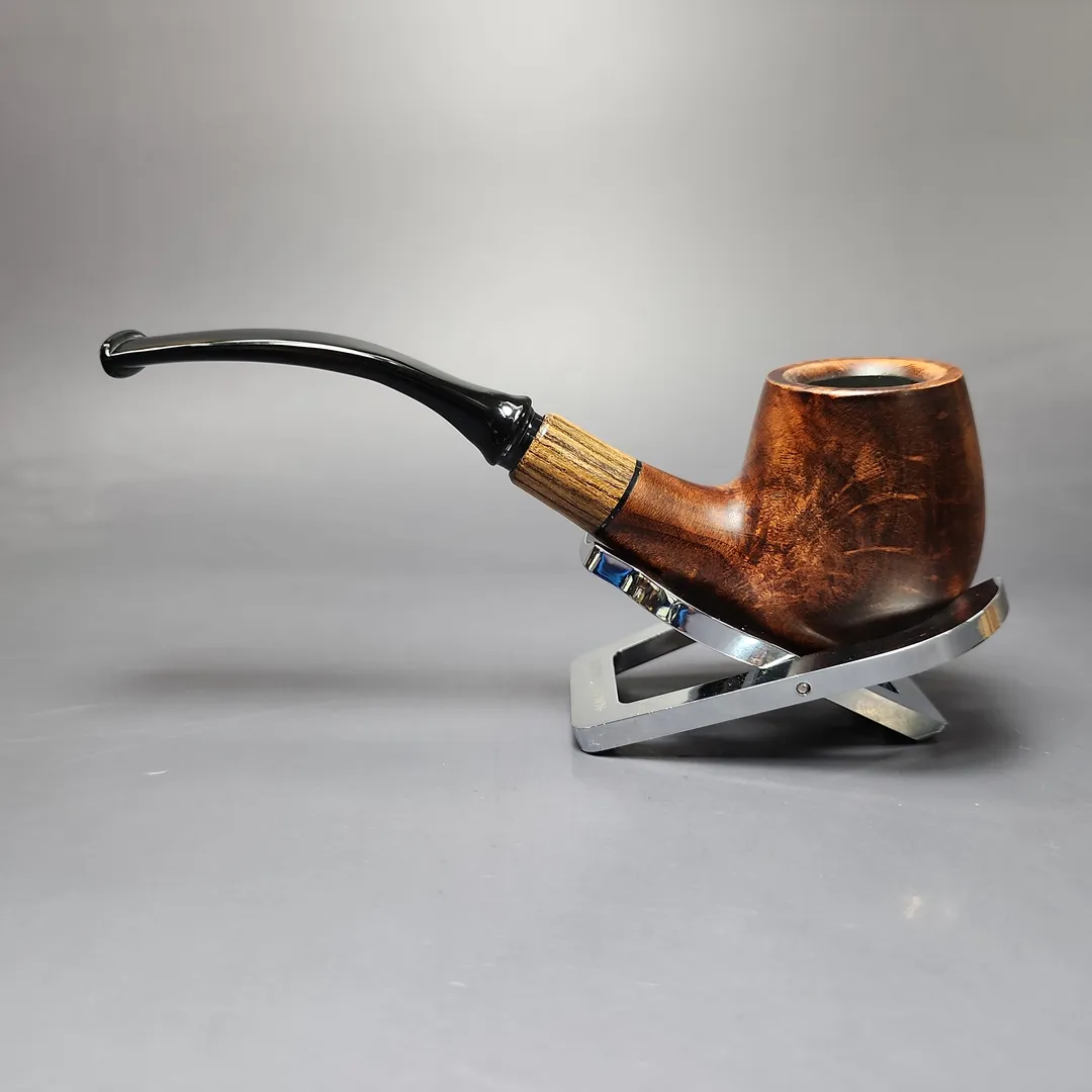 MBSD Briars by Piero Vitale Sienna Contrast Smooth Brandy w/ Zebrawood Briar Pipe, New - Image 8