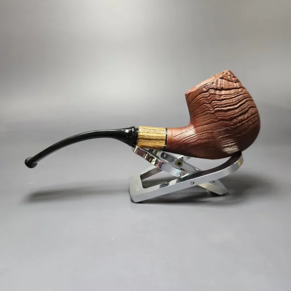 MBSD Briars by Piero Vitale Red Sandblasted Brandy w/ Zebrawood Briar Pipe, New - Image 8