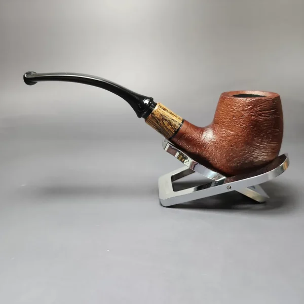 MBSD Briars by Piero Vitale Red Sandblasted Brandy w/ Zebrawood Briar Pipe, New - Image 8