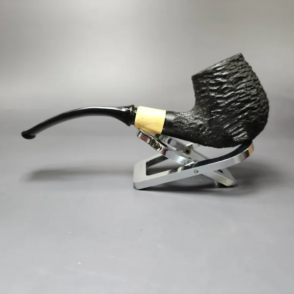 MBSD Briars by Piero Vitale Black Rusticated Brandy w/ Boxwood Briar Pipe, New - Image 8