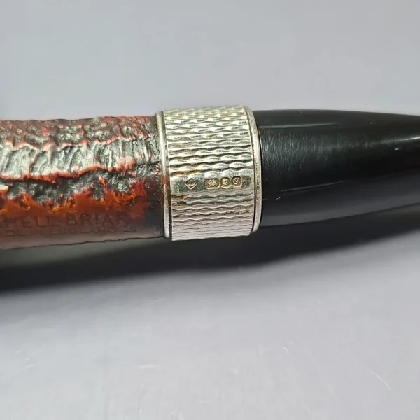 Dunhill 1999 Shell Briar 4103 Sandblasted Billiard w/ Silver Estate Briar Pipe, English Estates - Image 8