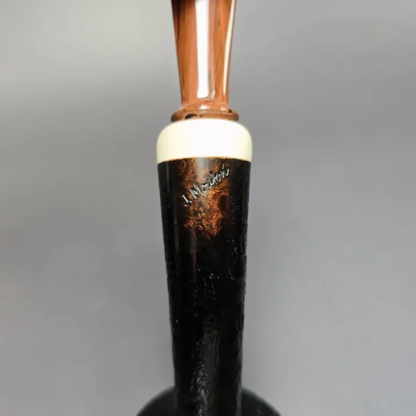 J Mouton Sandblasted Long Shank Squat Tomato w/ Mammoth Handmade Briar Pipe, New - Image 8