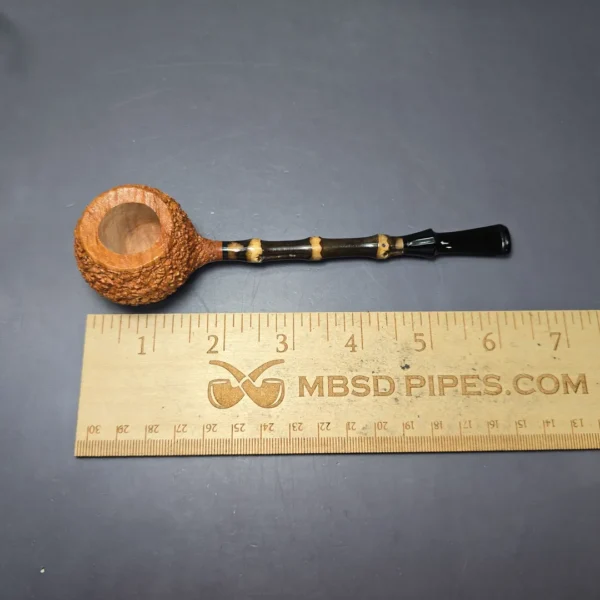 C-Pipe Partially Rusticated Prince w/ Bamboo Handmade Briar Pipe, New - Image 8