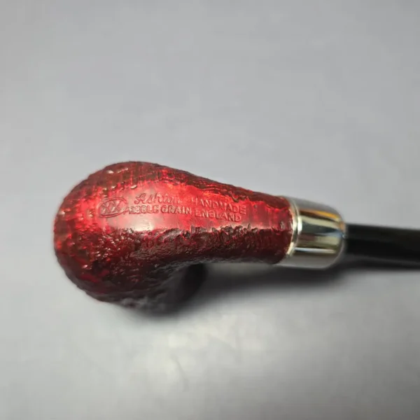 Ashton Pebble Grain XX Sandblasted Bent Billiard w/ Silver Estate Briar Pipe, Unsmoked - Image 8