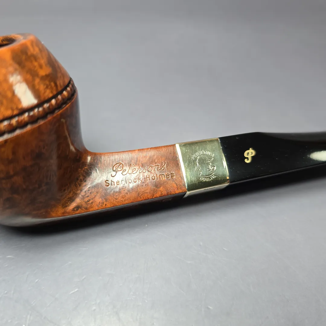 Peterson Sherlock Holmes Baker Street w/ 9k Gold Smooth Bulldog Estate Briar Pipe, Unsmoked - Image 8