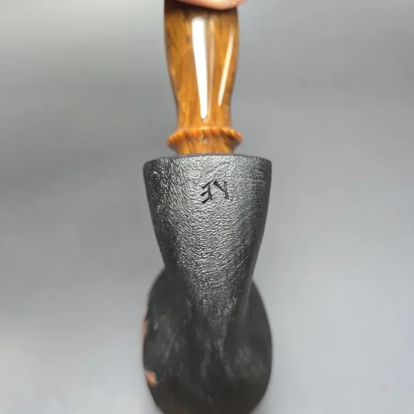 Peter Toth Leaf Carved Sandblasted Blowfish Handmade Briar Pipe, New - Image 8