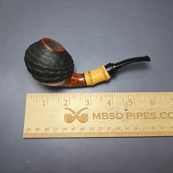 Md. Angga Rusticated Squat Brandy/ w Bamboo Handmade Briar Pipe, New - Image 9