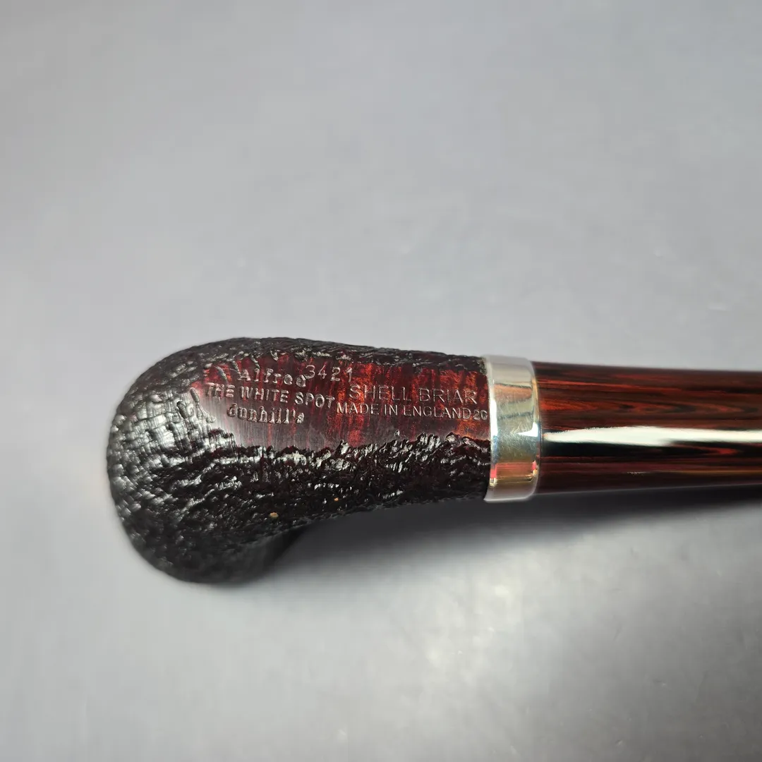 Dunhill 2020 Shell Briar 3421 Sandblasted Zulu w/ Silver Estate Briar Pipe, Unsmoked - Image 9