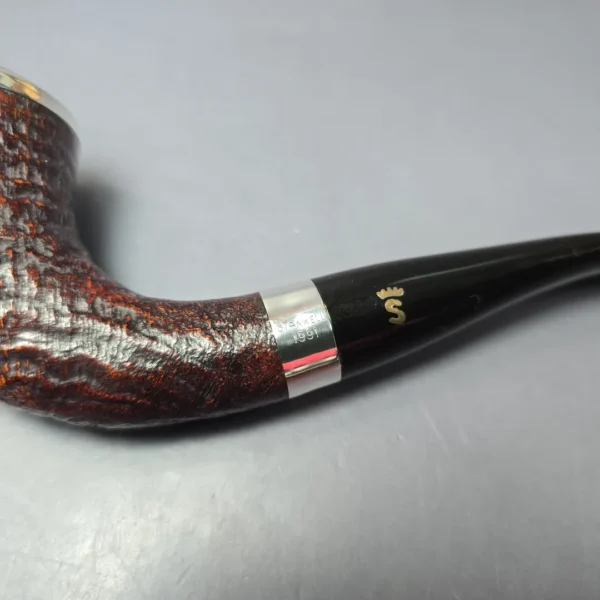 Stanwell Pipe of the Year 1991 Partially Sandblasted Horn w/ Silver Estate Briar Pipe, Unsmoked, 9mm - Image 9