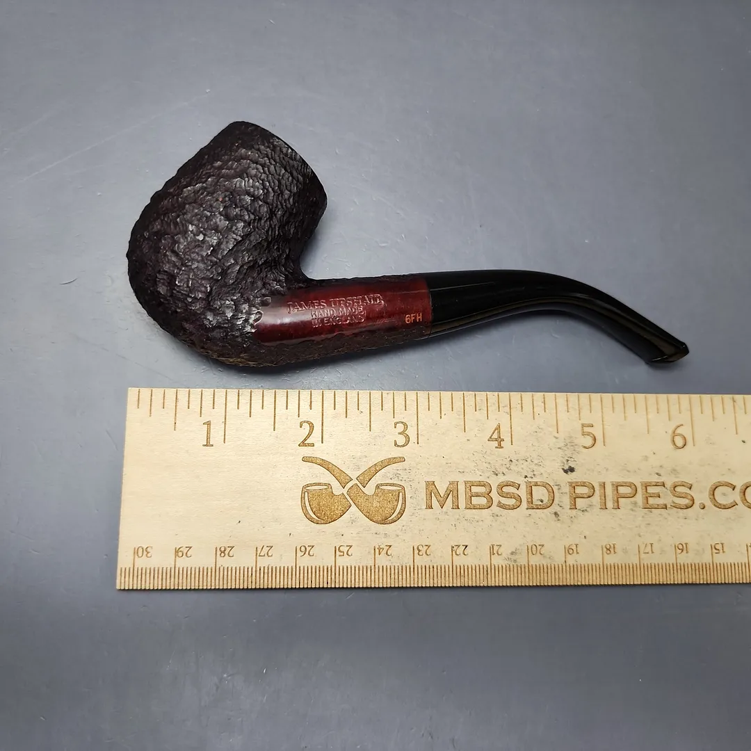 James Upshall Bark Group 6 Partially Rusticated Bent Billiard Estate Briar Pipe, Unsmoked - Image 9