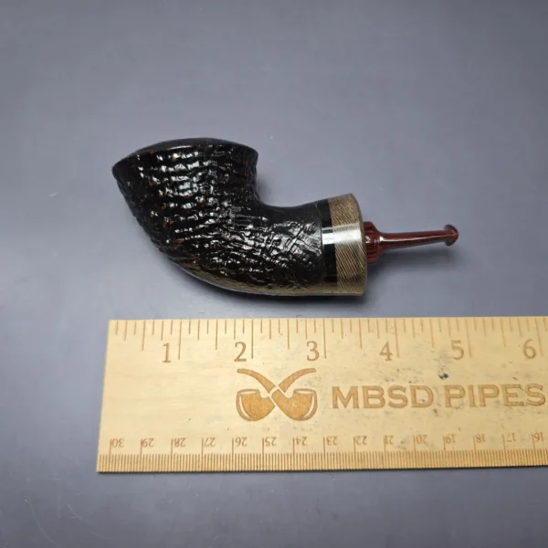 Bonsai Pipes Sandblasted Knubbel Rhodesian w/ Stabilized Platan Handmade Briar Pipe, New - Image 9