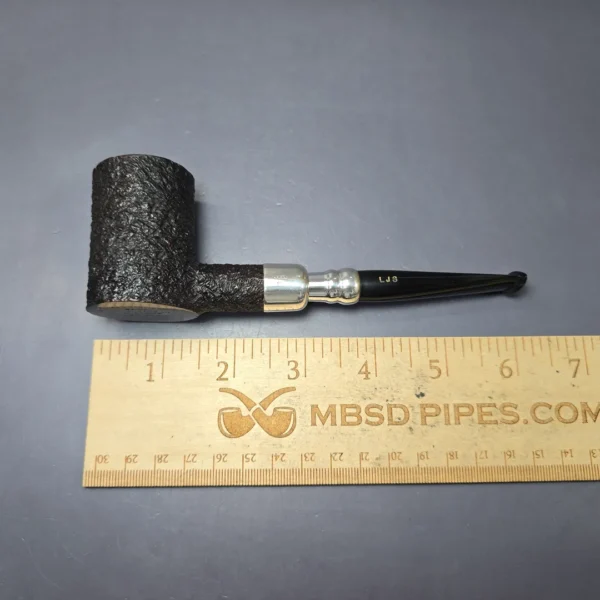 Ferndown Bark 2 Star Partially Rusticated Poker w/ Silver Spigot Estate Briar Pipe, English Estates - Image 9