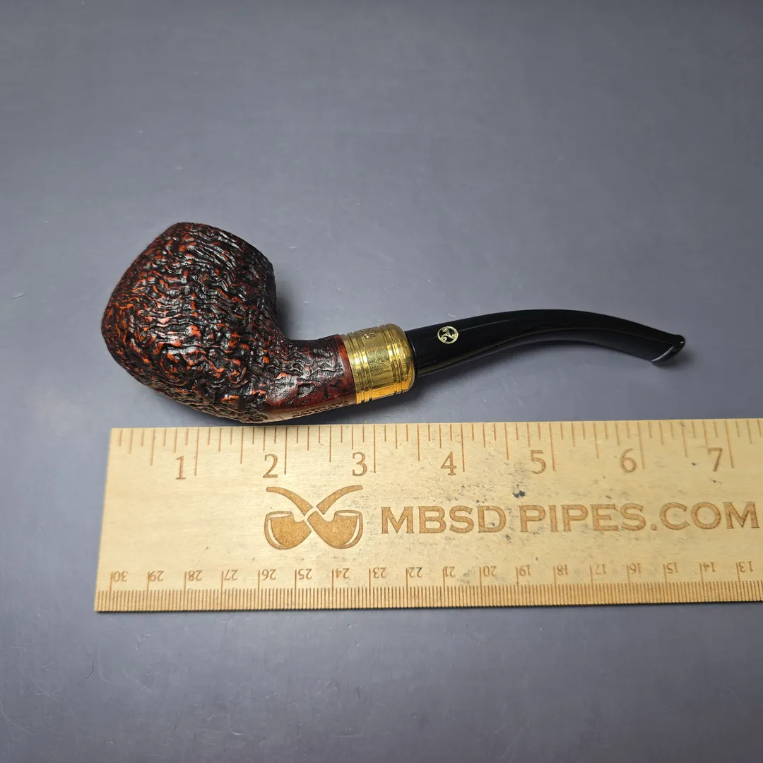Rattray's Majesty 04 Sandblasted Bent Apple w/ Brass Estate Briar Pipe, Unsmoked, 9mm - Image 9