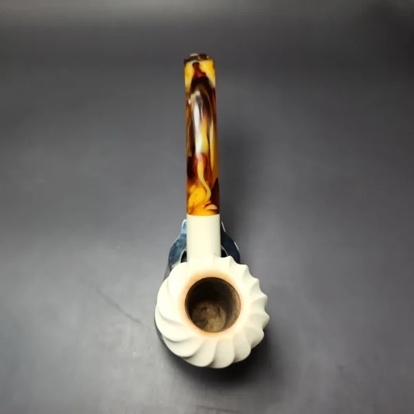 Spiral Carved Rhodesian Estate Block Meerschaum Pipe, Turkish Estates - Image 9