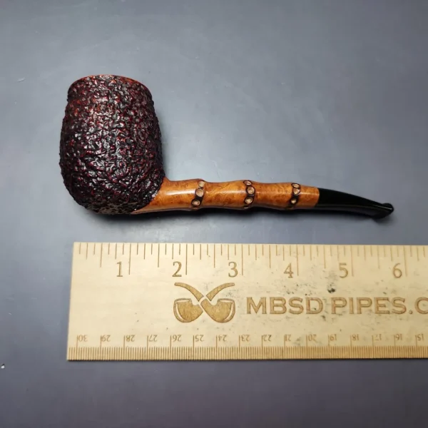 Radice Rind O T/B Twin Bore Rusticated Canadian w/ Faux Bamboo Estate Briar Pipe, Italian Estates - Image 9