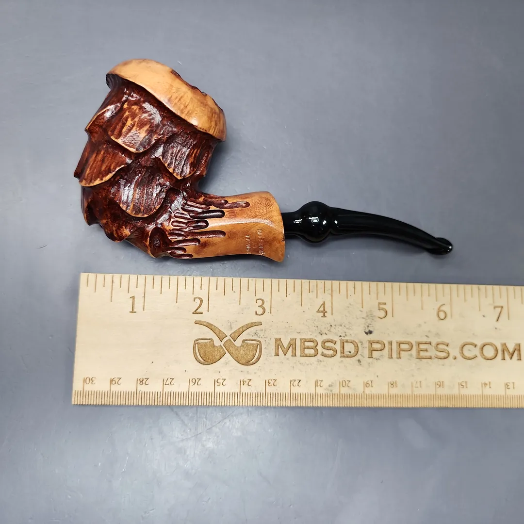 Nording Spruce Cone Partially Rusticated Freehand Estate Briar Pipe, Unsmoked - Image 9