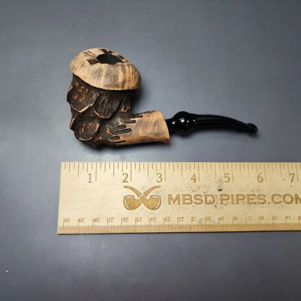 Nording Spruce Matte Partially Rusticated Freehand Estate Briar Pipe, Unsmoked - Image 9