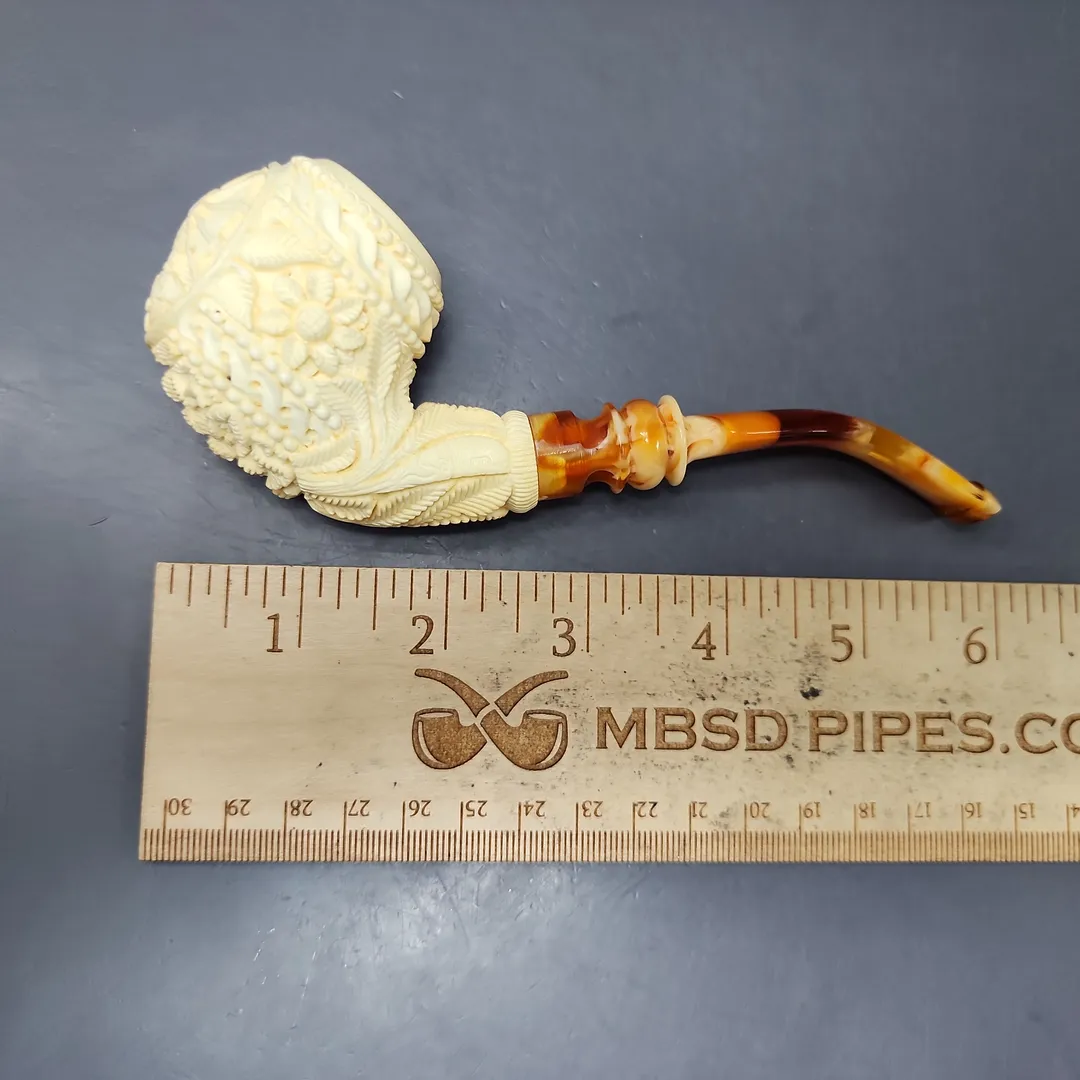 Salim Şener Dragon Carved Apple Estate Block Meerschaum Pipe, Unsmoke - Image 9
