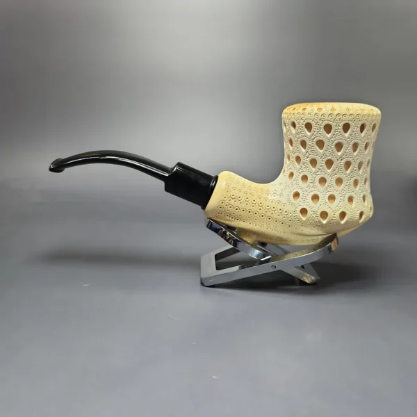 XL Lattice Carved Dublin Estate Block Meerschaum Pipe, Turkish Estates - Image 9