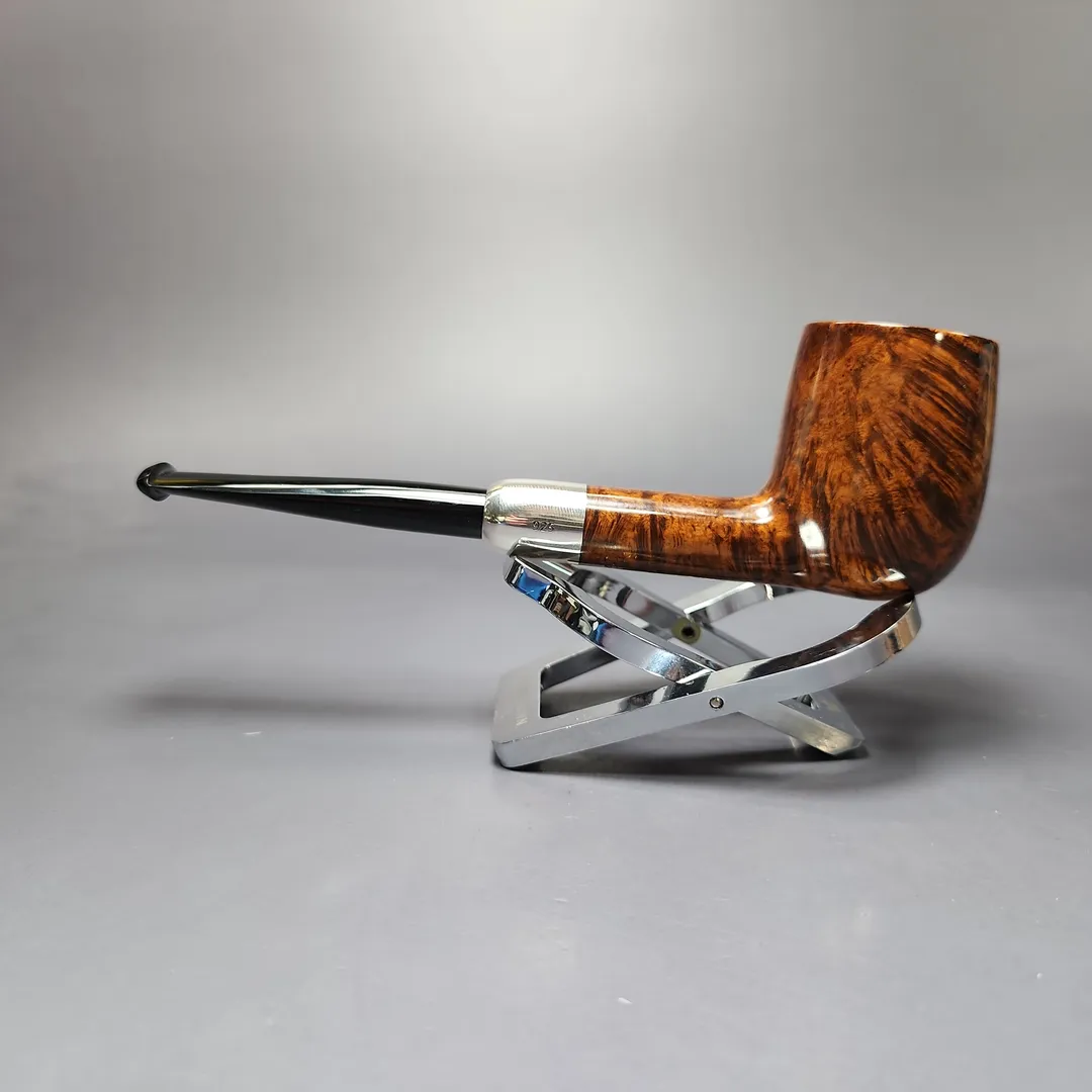 MBSD Briars Timeless Traditions 1 Smooth Billiard w/ Silver Handmade Briar Pipe, New - Image 9