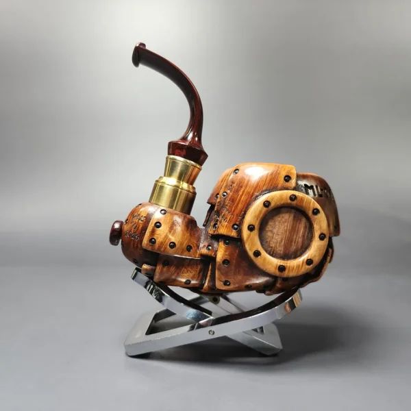 Moonlight Pipes "Steampunk" Oom Paul Handmade Briar Pipe, New - Image 9