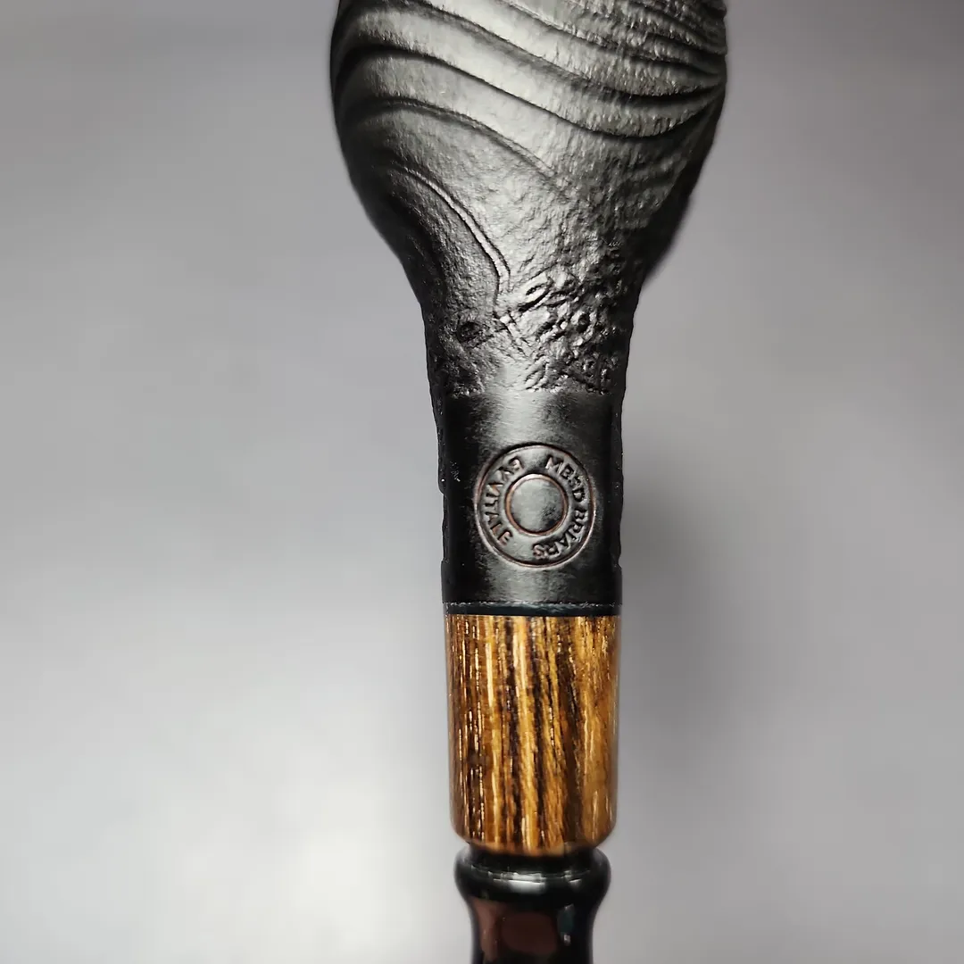 MBSD Briars by Piero Vitale Vintage Sandblasted Billiard w/Zebrawood Briar Pipe, New - Image 9