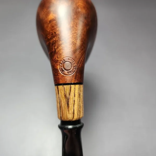 MBSD Briars by Piero Vitale Sienna Contrast Smooth Brandy w/ Zebrawood Briar Pipe, New - Image 9