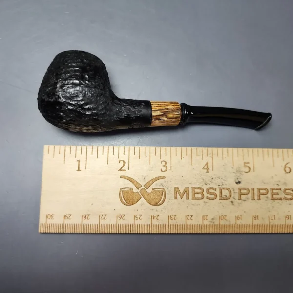 MBSD Briars by Piero Vitale Black Rusticated Author w/ Olivewood Briar Pipe, New - Image 9