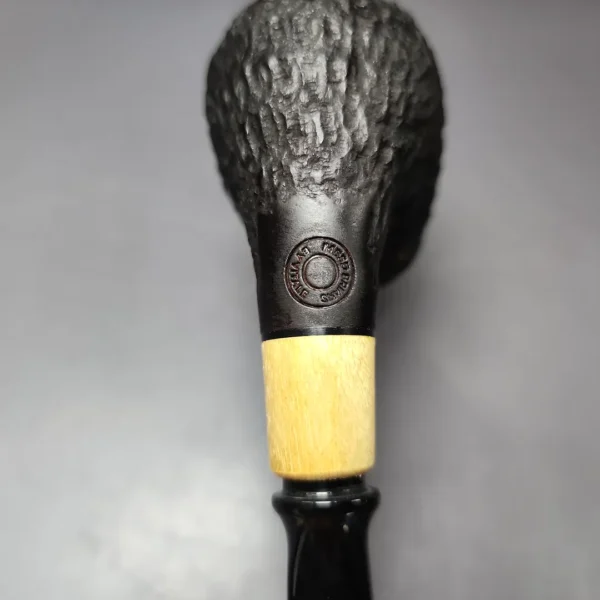MBSD Briars by Piero Vitale Black Rusticated Brandy w/ Boxwood Briar Pipe, New - Image 9