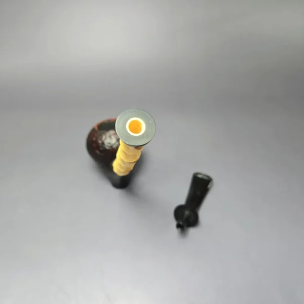 J Mouton Sandblasted Acorn Sitter w/ Bamboo Handmade Briar Pipe, New - Image 9