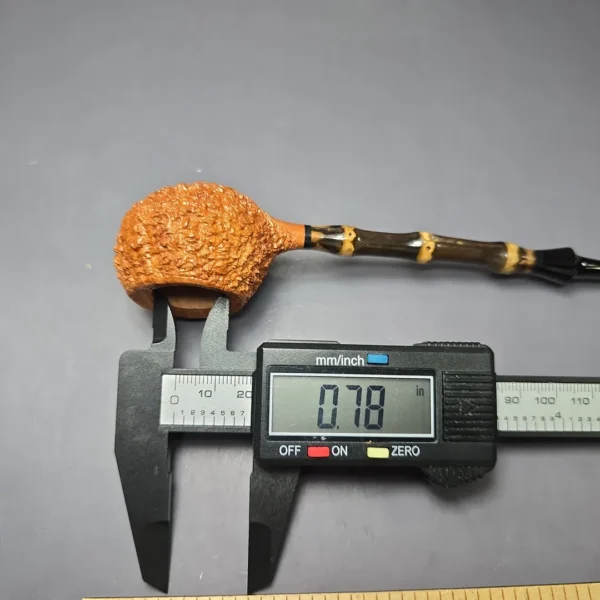 C-Pipe Partially Rusticated Prince w/ Bamboo Handmade Briar Pipe, New - Image 9