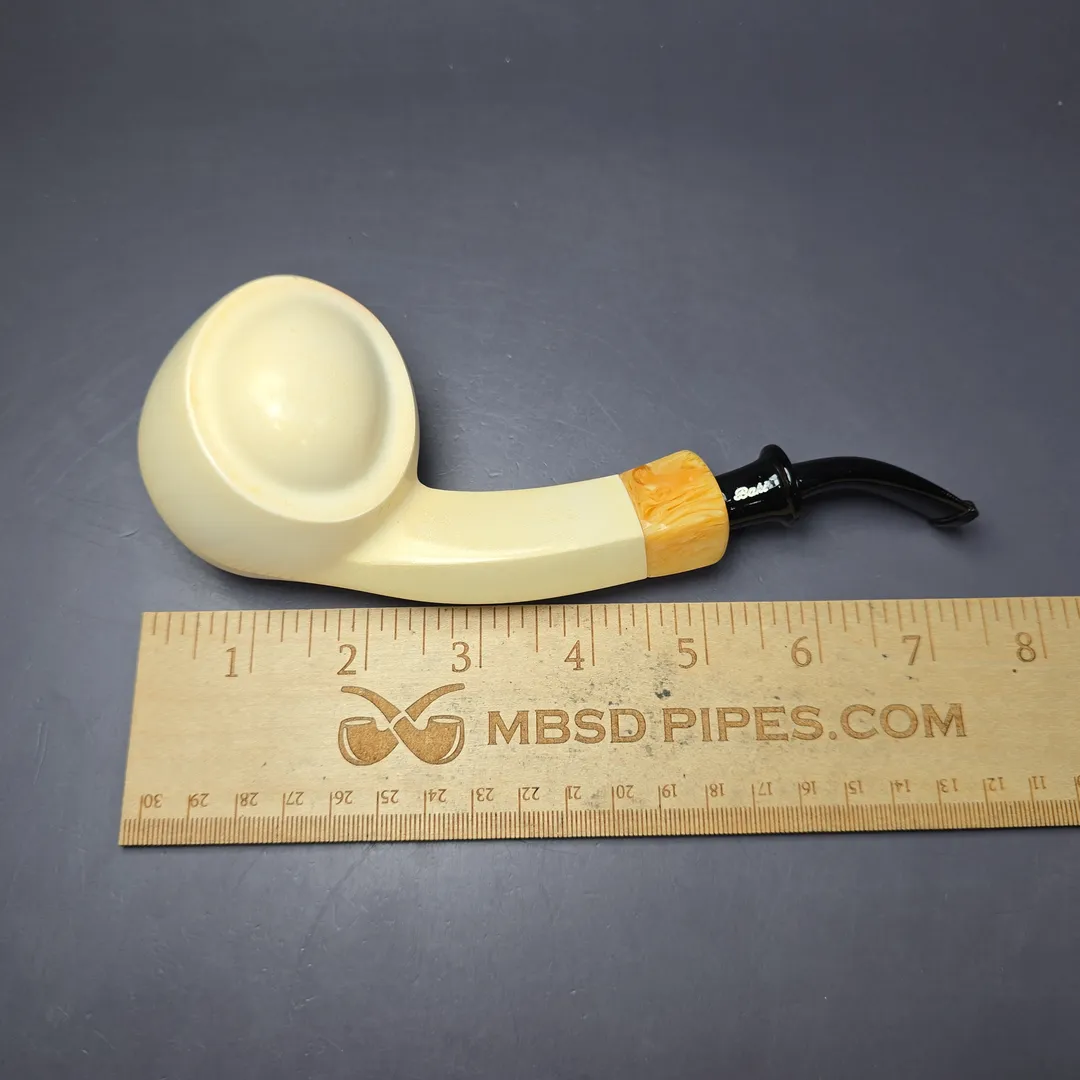 Fikri Baki XL Smooth Asymmetric Blowfish Estate Block Meerschaum Pipe Turkish Estates - Image 10